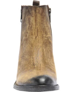 Circle G Burnished Double Zipper Booties - Round Toe