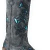 Roper Women's Shiny Turquoise Inlay Western Boots - Broad Square Toe
