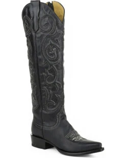 Stetson Women's Blair Black Corded Side Zip Western Boots - Snip Toe