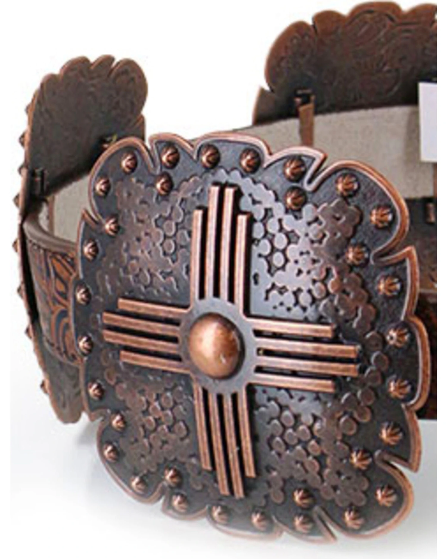 Angel Ranch Women's Brown Scalloped Concho Leather Belt 2 Angel Ranch Women's Brown Scalloped Concho Leather Belt - Image 2