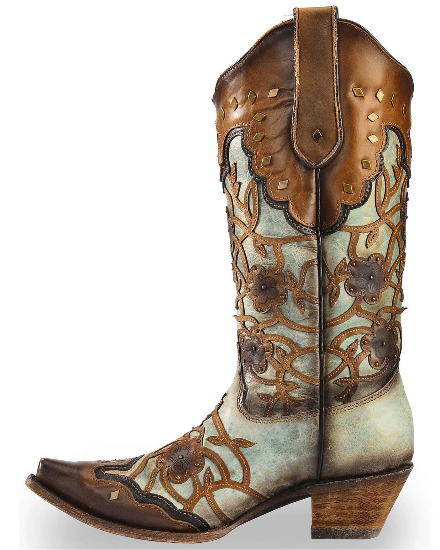 Corral Women's Flowers Overlay & Studs Western Boots - Snip Toe 5 Corral Women's Flowers Overlay & Studs Western Boots - Snip Toe - Image 5