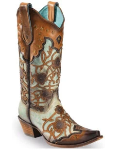 Corral Women's Flowers Overlay & Studs Western Boots - Snip Toe 10 Corral Women's Flowers Overlay & Studs Western Boots - Snip Toe -Modern Fashion Sales 2000214119 200 P1