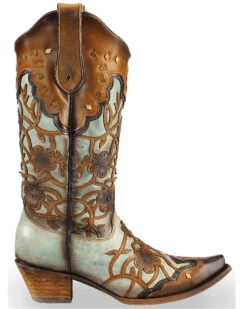 Corral Women's Flowers Overlay & Studs Western Boots - Snip Toe