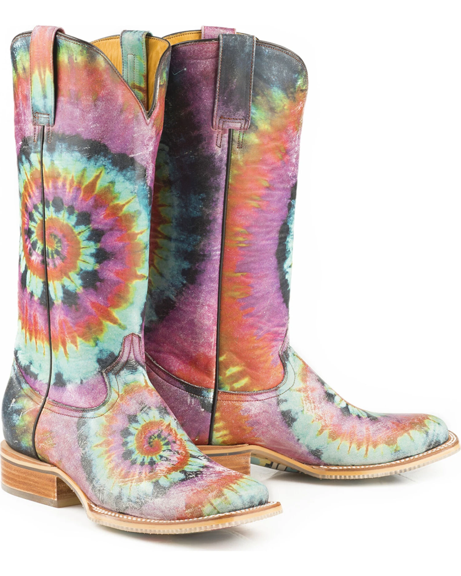 Tin Haul Women's Groovy With Tie Dye Camper Sole Western Boots - Square Toe 2 Tin Haul Women's Groovy With Tie Dye Camper Sole Western Boots - Square Toe - Image 2