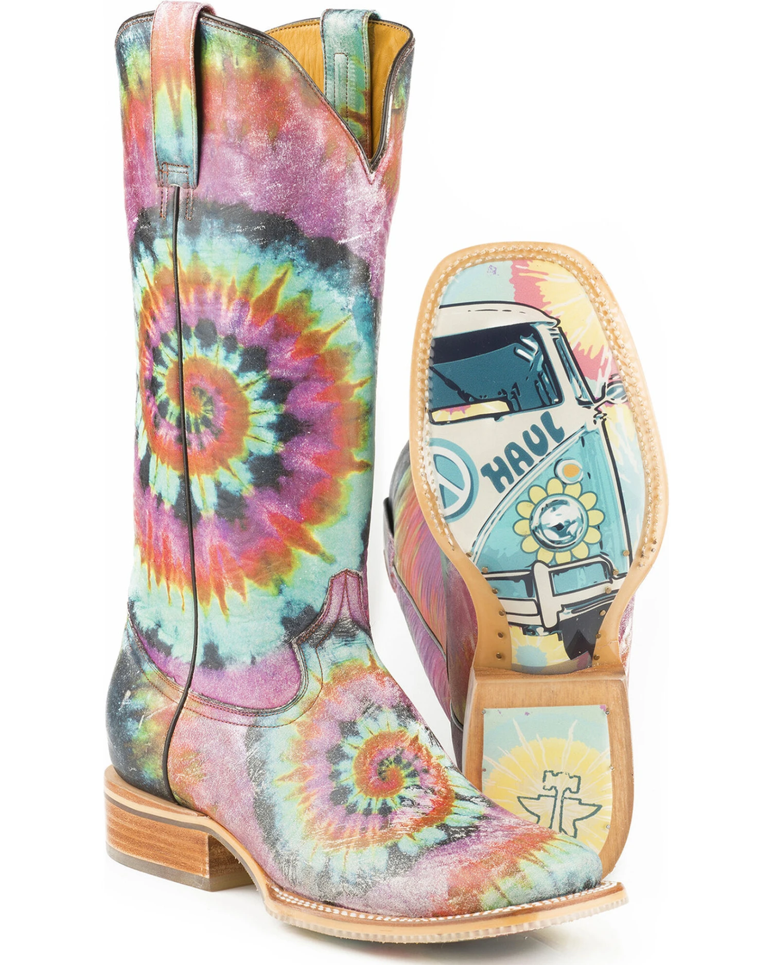 Tin Haul Women's Groovy With Tie Dye Camper Sole Western Boots - Square Toe 4 Tin Haul Women's Groovy With Tie Dye Camper Sole Western Boots - Square Toe - Image 4