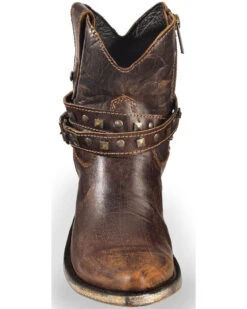 Liberty Black Women's Volcano Brass Studded Harness Booties - Pointed Toe