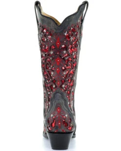 Corral Women's Crystal And Red Sequin Inlay Western Boots - Snip Toe -Modern Fashion Sales 2000241023 001 BK