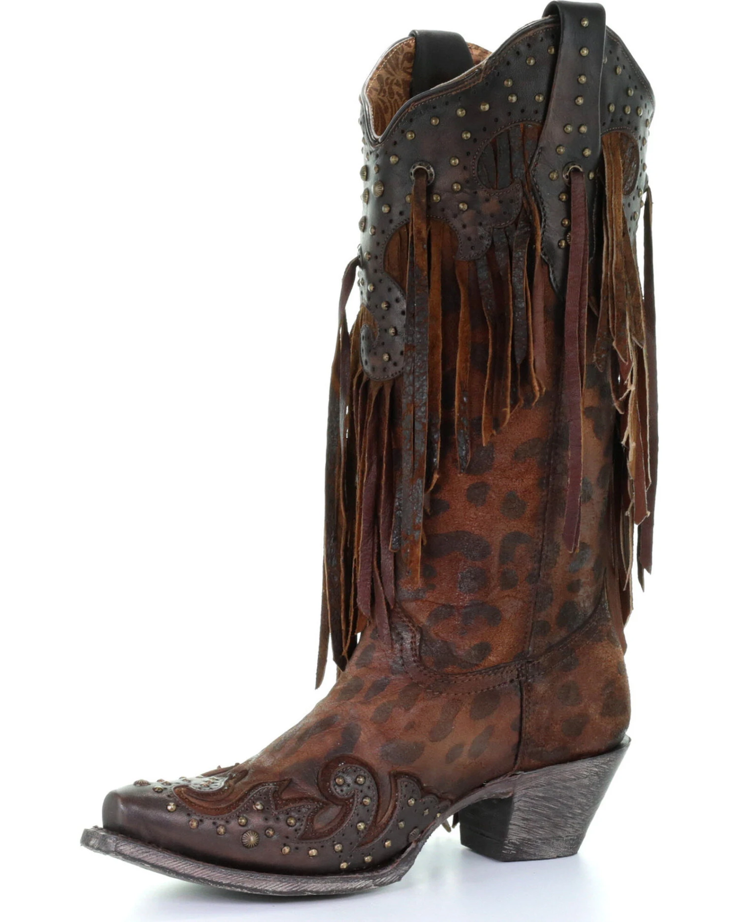 Corral Women's Leopard Stud & Fringe Western Boots - Snip Toe 8 Corral Women's Leopard Stud & Fringe Western Boots - Snip Toe - Image 8