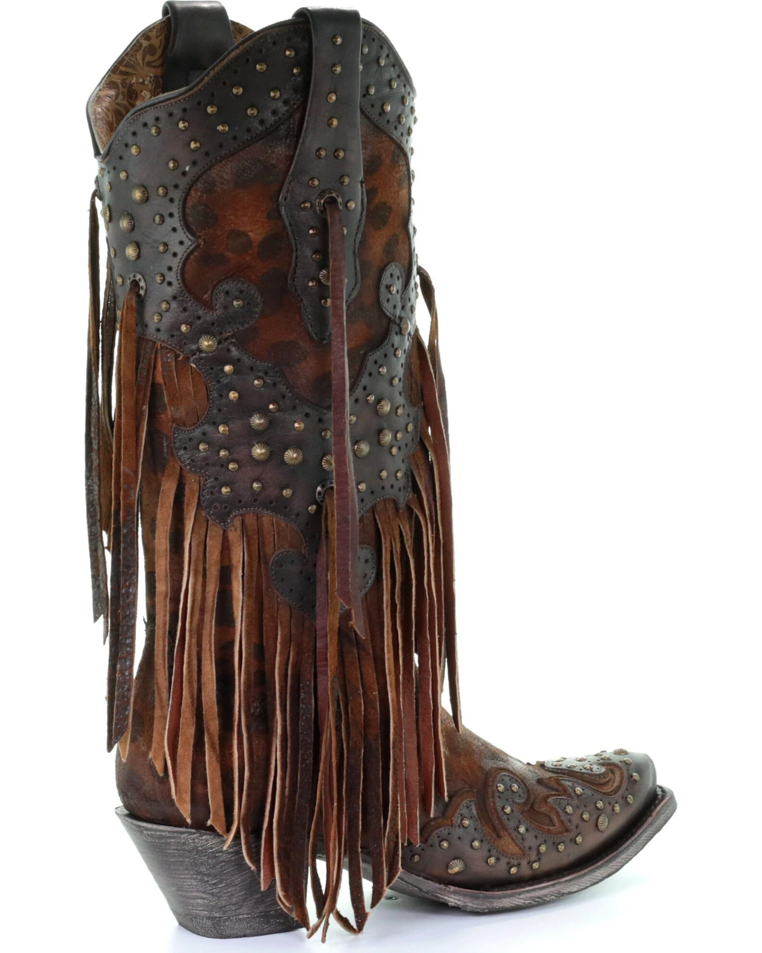 Corral Women's Leopard Stud & Fringe Western Boots - Snip Toe 2 Corral Women's Leopard Stud & Fringe Western Boots - Snip Toe - Image 2