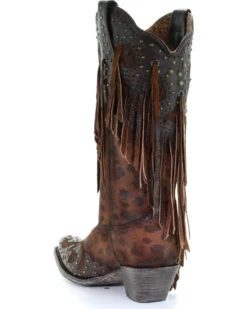Corral Women's Leopard Stud & Fringe Western Boots - Snip Toe 11 Corral Women's Leopard Stud & Fringe Western Boots - Snip Toe -Modern Fashion Sales 2000241028 271 D3