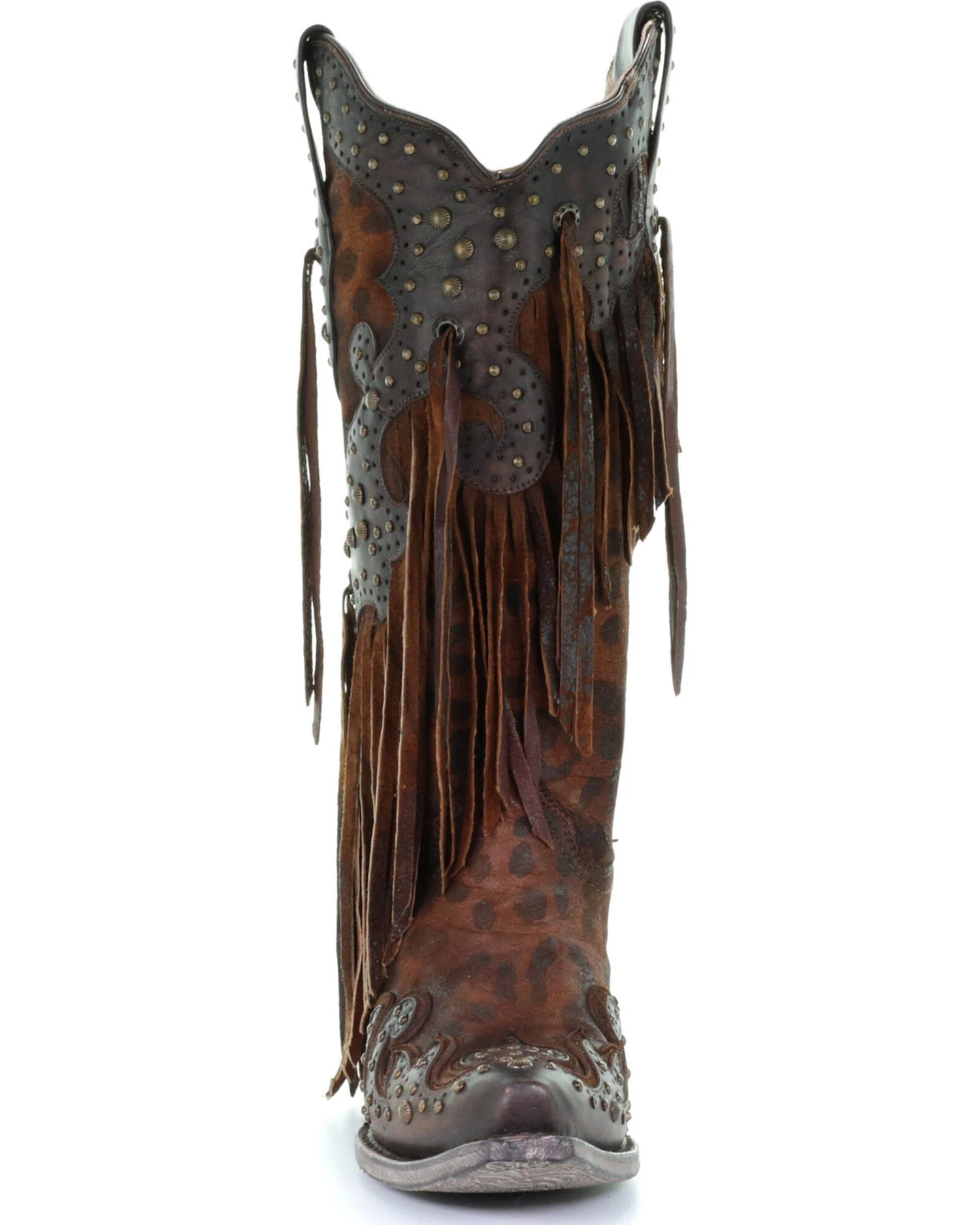 Corral Women's Leopard Stud & Fringe Western Boots - Snip Toe 9 Corral Women's Leopard Stud & Fringe Western Boots - Snip Toe - Image 9