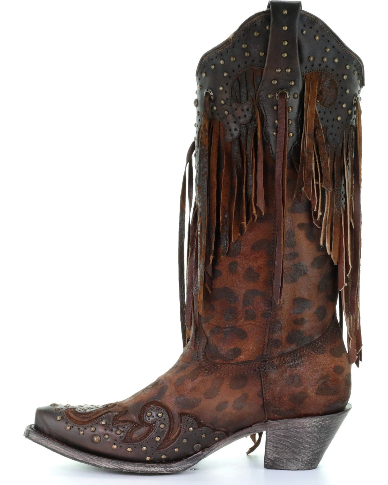 Corral Women's Leopard Stud & Fringe Western Boots - Snip Toe 6 Corral Women's Leopard Stud & Fringe Western Boots - Snip Toe - Image 6