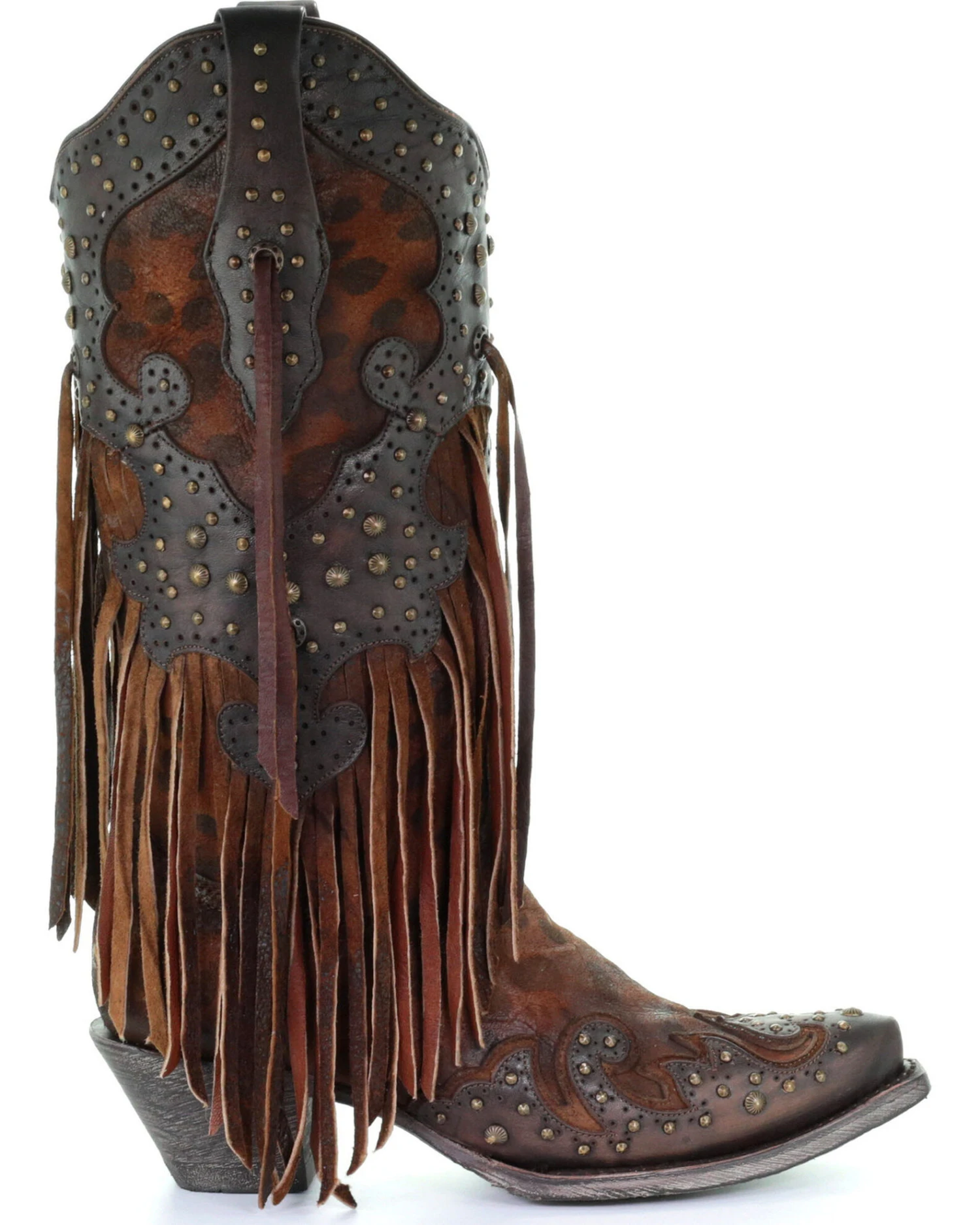 Corral Women's Leopard Stud & Fringe Western Boots - Snip Toe 4 Corral Women's Leopard Stud & Fringe Western Boots - Snip Toe - Image 4