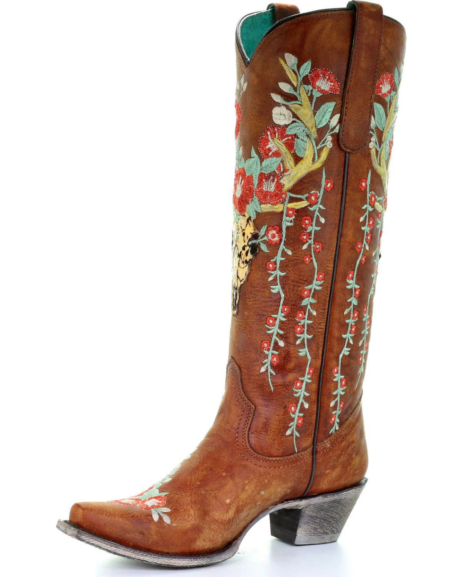 Corral Women's Deer Skull & Floral Embroidery Western Boots - Snip Toe 3 Corral Women's Deer Skull & Floral Embroidery Western Boots - Snip Toe - Image 3