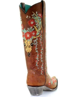 Corral Women's Deer Skull & Floral Embroidery Western Boots - Snip Toe