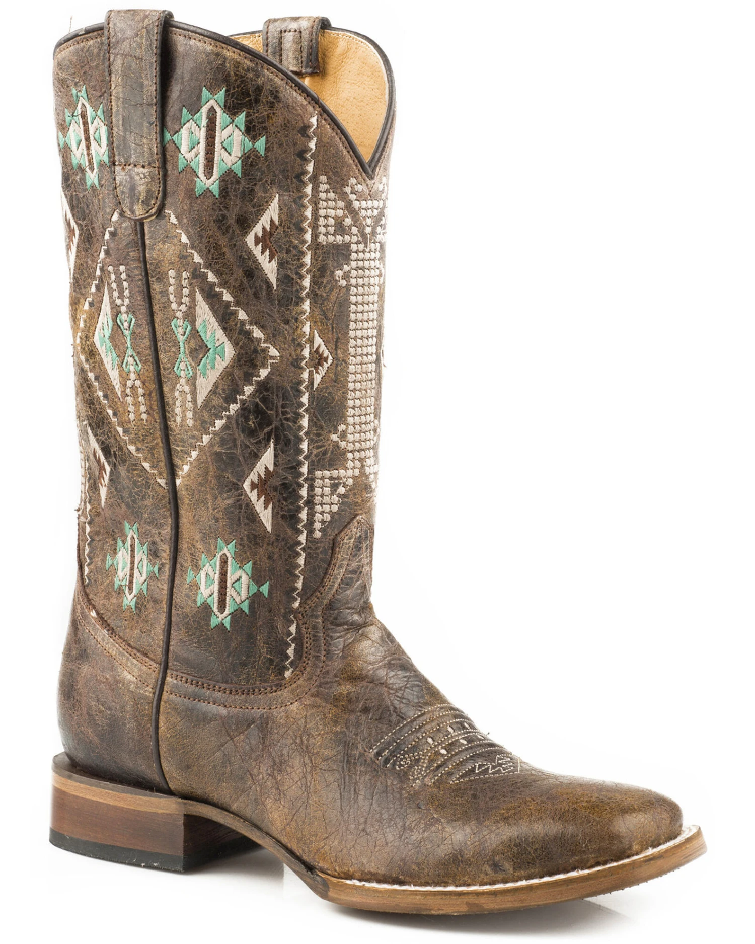 Roper Women's Out West Southwestern Embroidered Western Boots - Broad Square Toe 2 Roper Women's Out West Southwestern Embroidered Western Boots - Broad Square Toe - Image 2