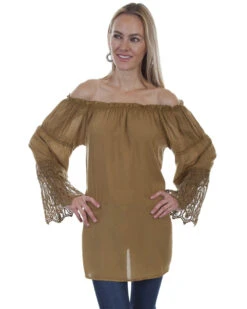 Honey Creek By Scully Women's Mustard Crochet Off The Shoulder Blouse