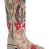 Corral Women's Cactus Floral Embroidery Overlay Western Boots - Square Toe