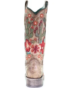 Corral Women's Cactus Floral Embroidery Overlay Western Boots - Square Toe -Modern Fashion Sales 2000282865 251 P4