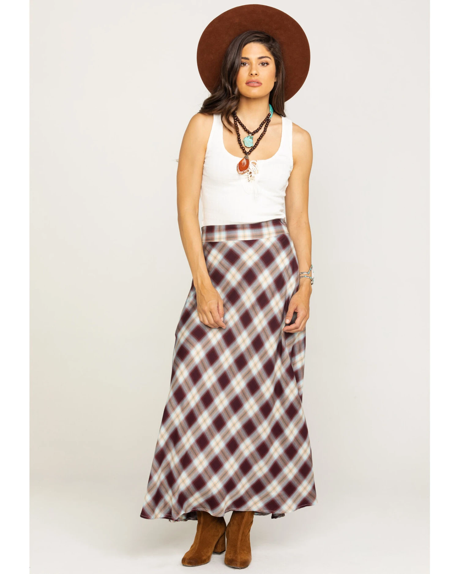Stetson Women's Plaid Print Maxi Skirt 4 Stetson Women's Plaid Print Maxi Skirt - Image 4