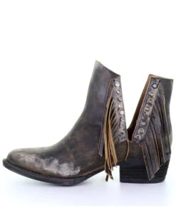 Circle G Women's Studded Fringe Fashion Booties - Round Toe