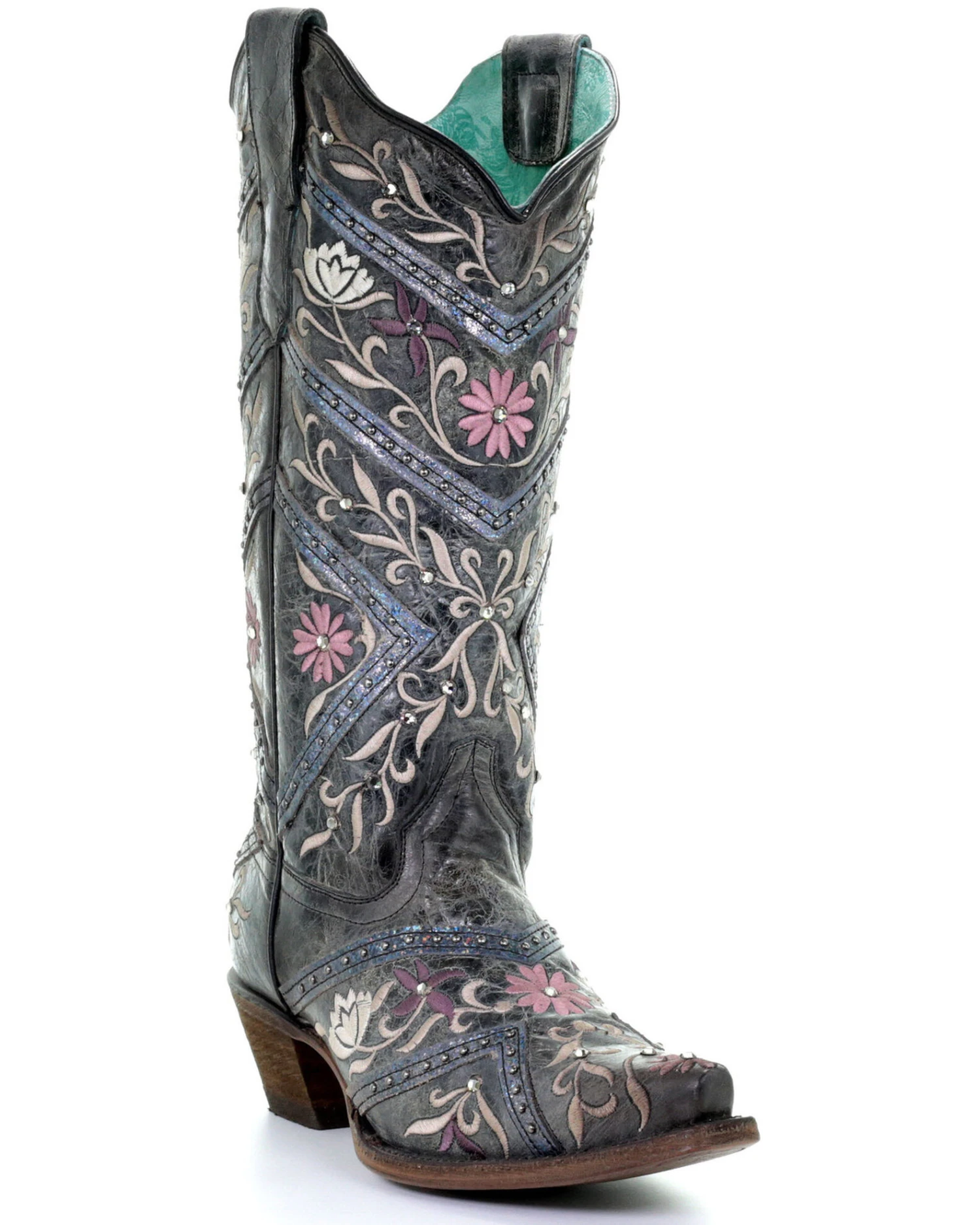 Corral Women's Floral Embroidery & Rhinestones Western Boots - Snip Toe 1 Corral Women's Floral Embroidery & Rhinestones Western Boots - Snip Toe