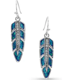 Montana Silversmiths Women's Hawk Feather Opal Earrings