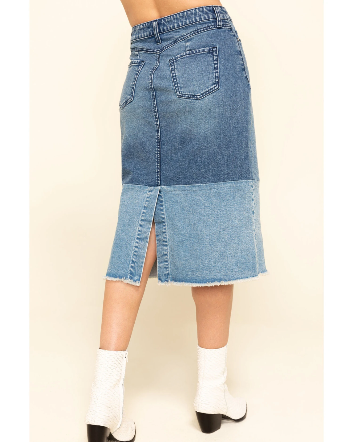 Billy T Women's Colorblock Denim Skirt 2 Billy T Women's Colorblock Denim Skirt - Image 2