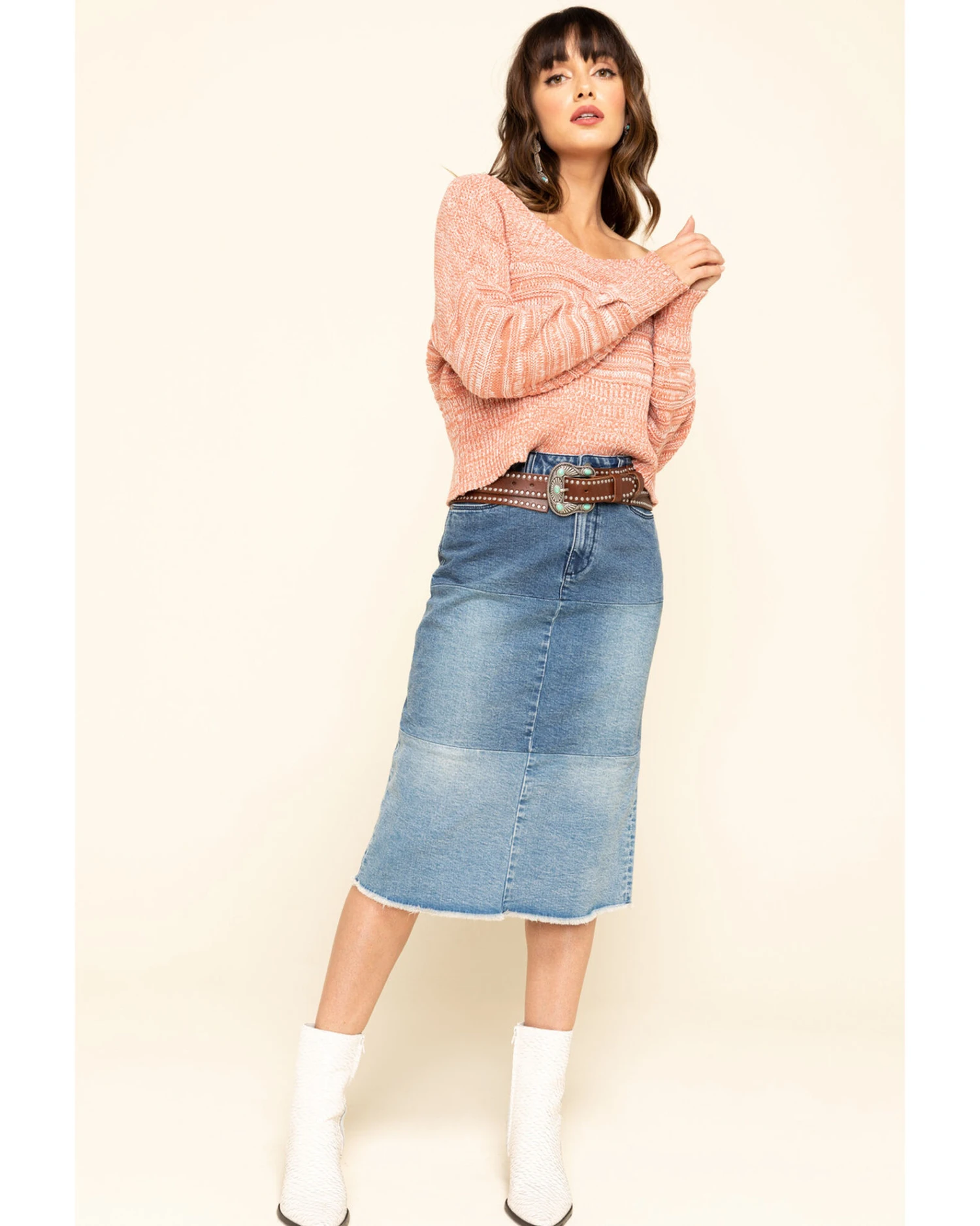 Billy T Women's Colorblock Denim Skirt 1 Billy T Women's Colorblock Denim Skirt