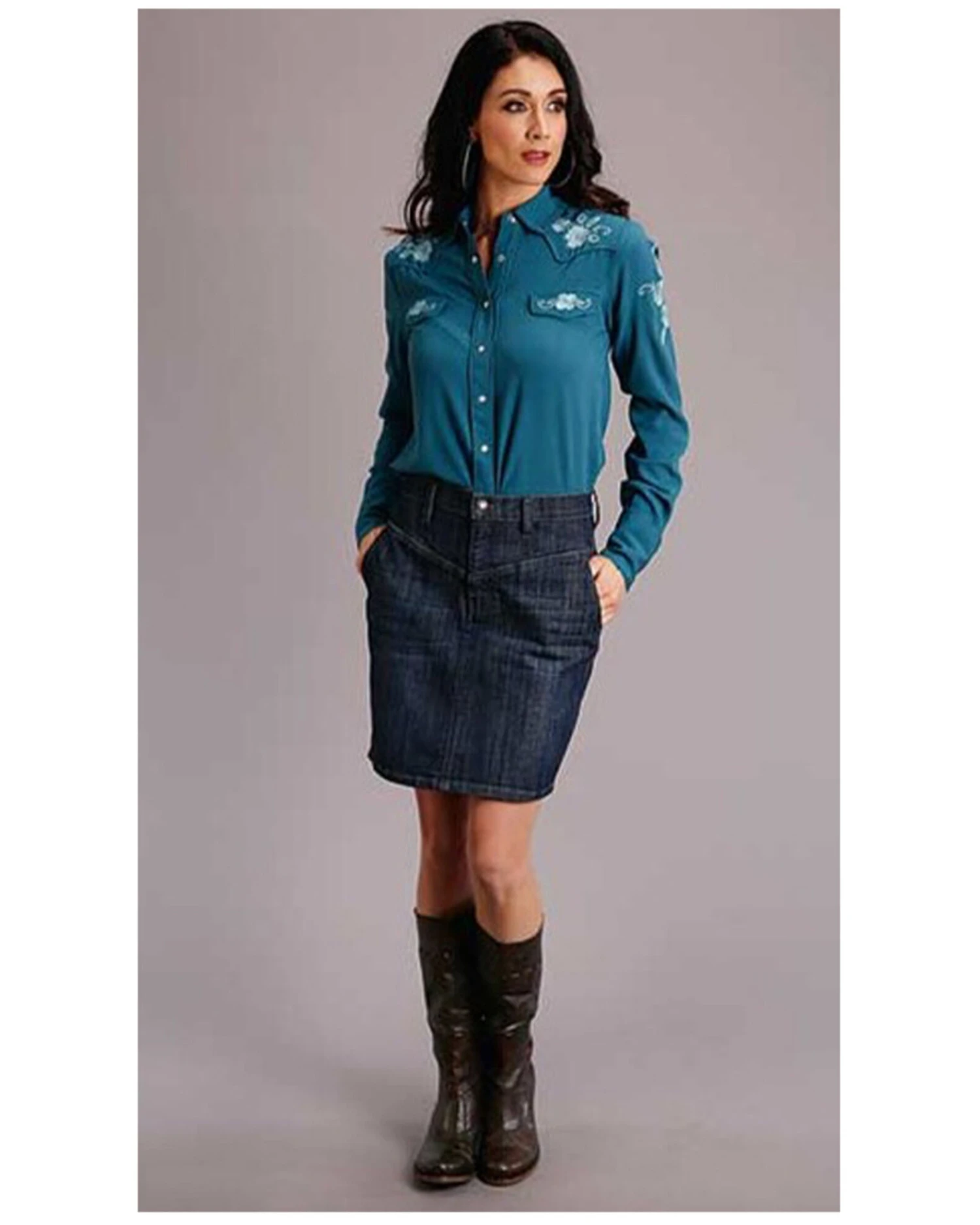 Stetson Women's Dark Denim Skirt 1 Stetson Women's Dark Denim Skirt