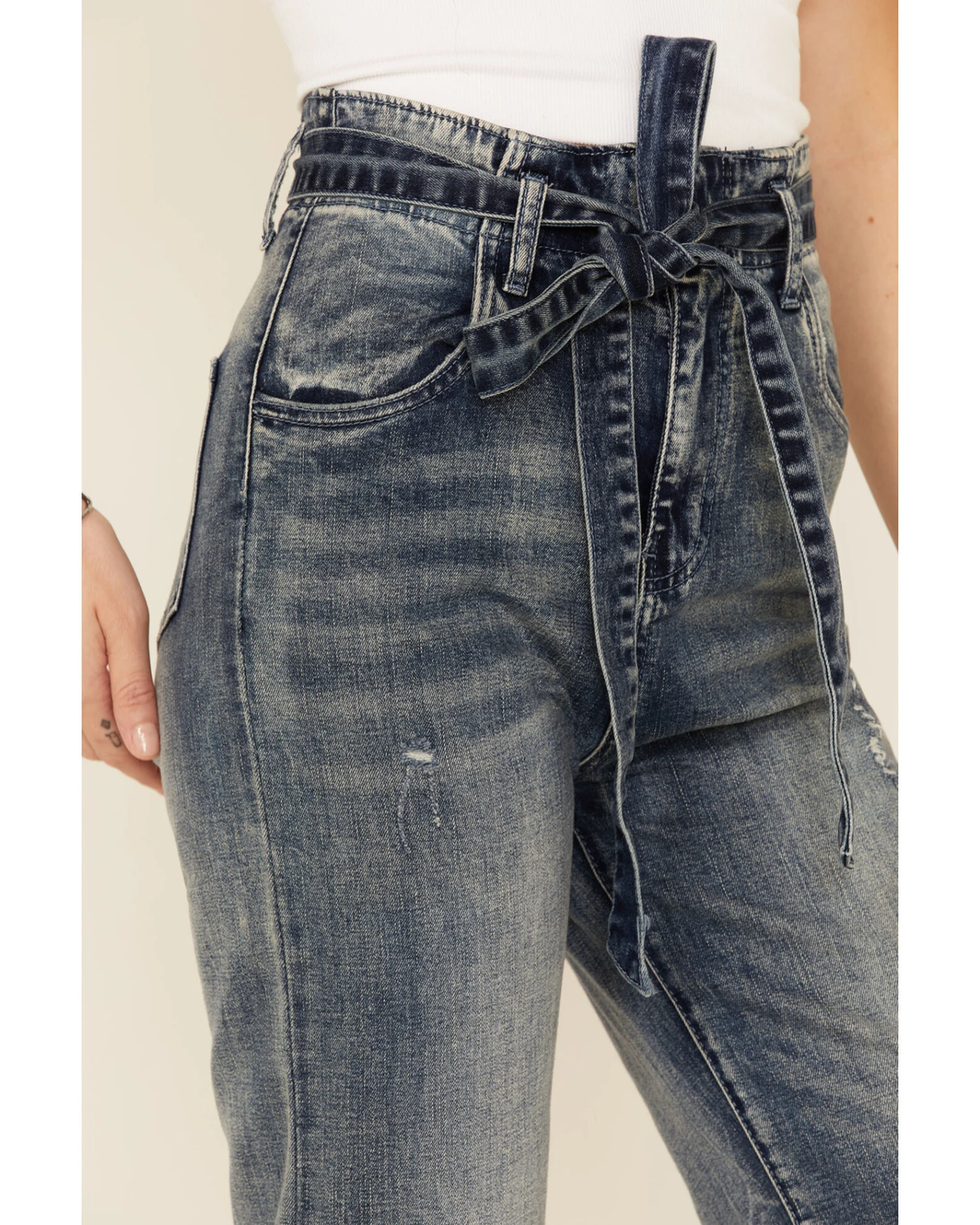 Flying Tomato Women's Tie-Front Flare Jeans 3 Flying Tomato Women's Tie-Front Flare Jeans - Image 3