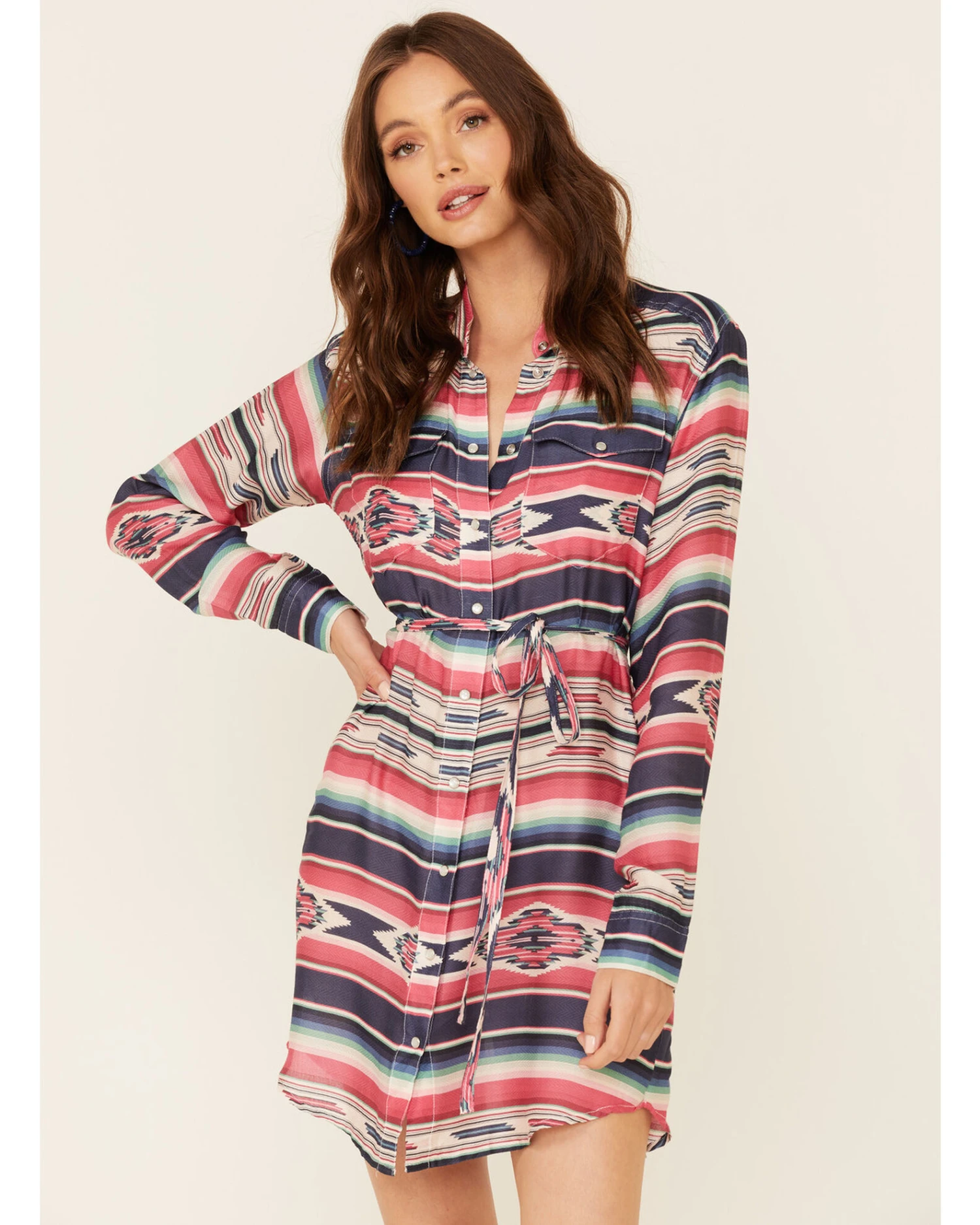 Stetson Women's Southwestern Print Self-Tie Sash Dress 4 Stetson Women's Southwestern Print Self-Tie Sash Dress - Image 4