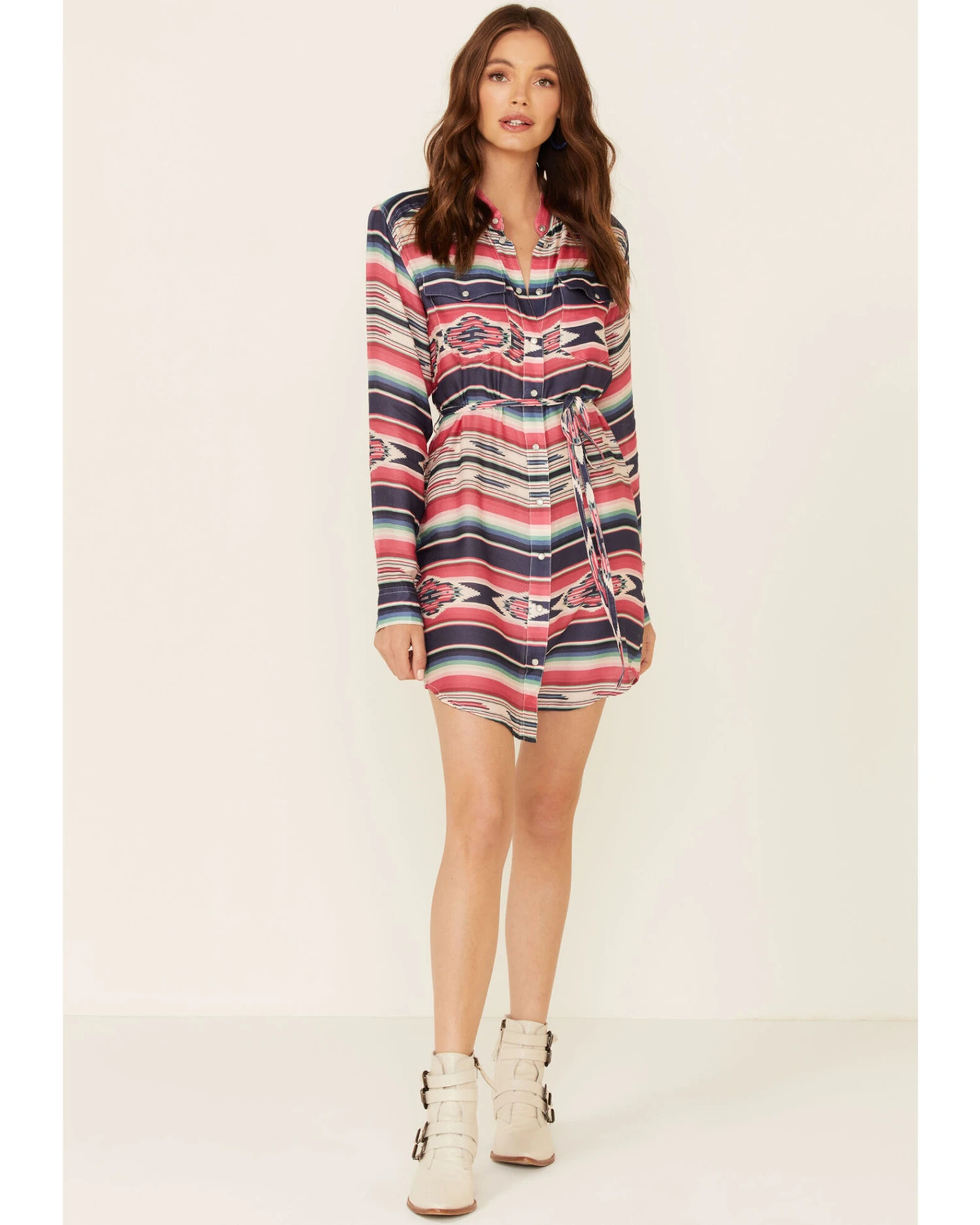 Stetson Women's Southwestern Print Self-Tie Sash Dress 1 Stetson Women's Southwestern Print Self-Tie Sash Dress