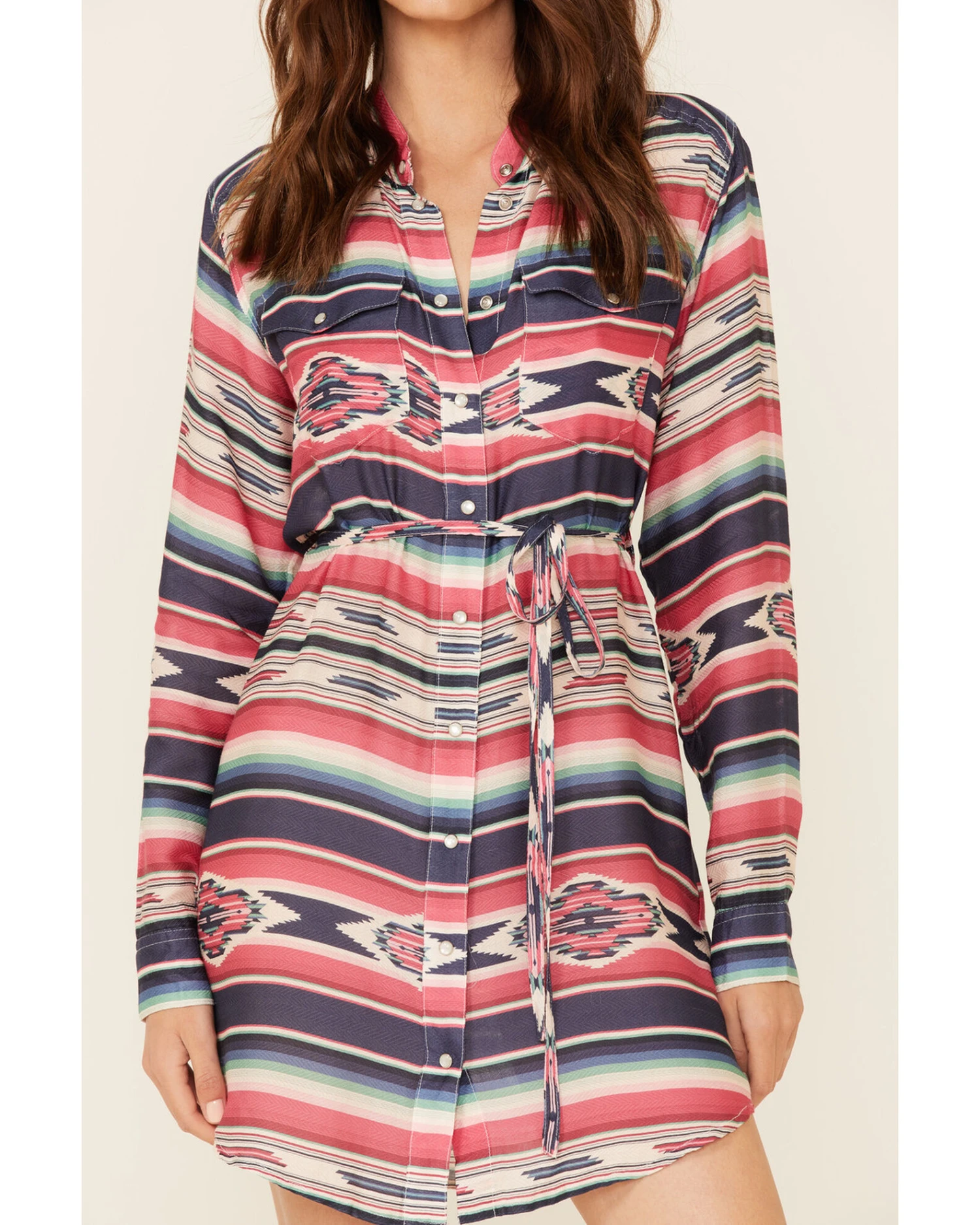 Stetson Women's Southwestern Print Self-Tie Sash Dress 3 Stetson Women's Southwestern Print Self-Tie Sash Dress - Image 3