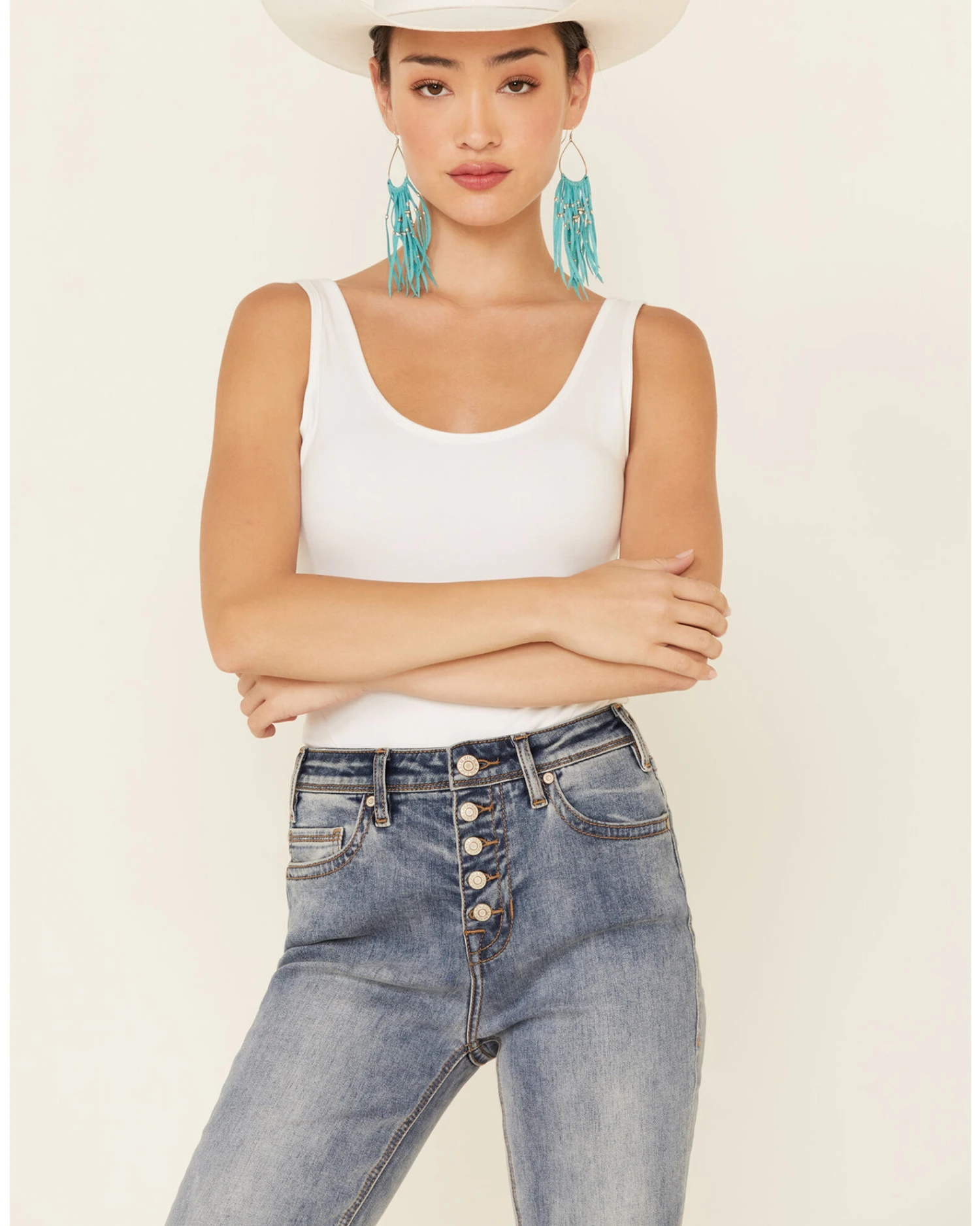 Rock & Roll Denim Women's Button Front Trouser Jeans 2 Rock & Roll Denim Women's Button Front Trouser Jeans - Image 2