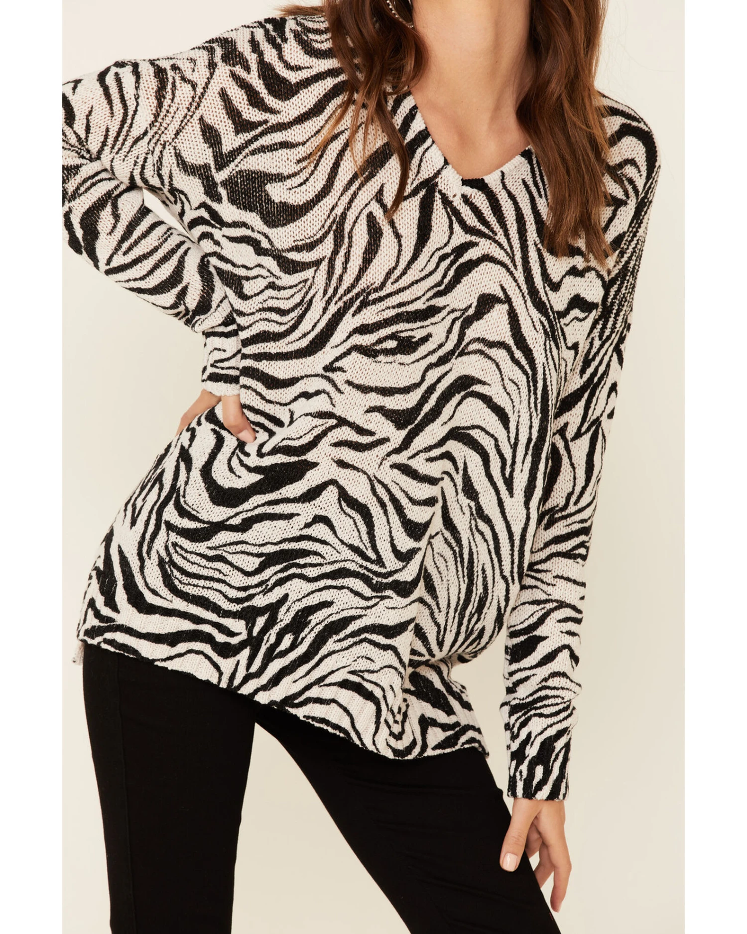 Show Me Your Mumu Women's Zebra Print Hug Me Pullover Sweater 3 Show Me Your Mumu Women's Zebra Print Hug Me Pullover Sweater - Image 3