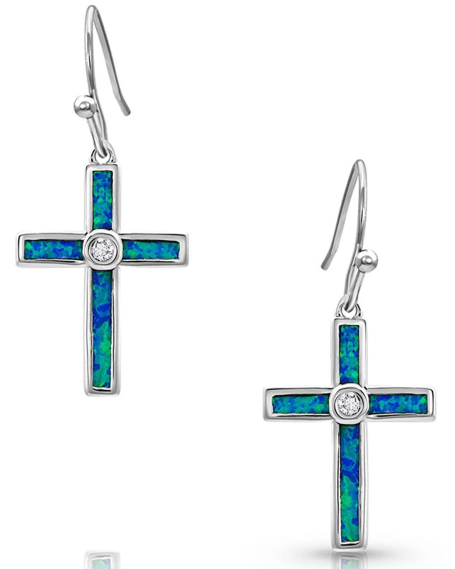 Montana Silversmiths Women's River Of Lights Opal Cross Earrings 2 Montana Silversmiths Women's River Of Lights Opal Cross Earrings - Image 2