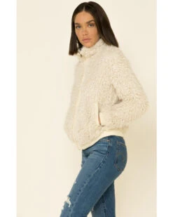 Angie Women's Cream Zip-Front Faux Fur Jacket -Modern Fashion Sales 2000336786 110 P5