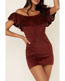 Shyanne Women's Off-Shoulder Faux Suede Dress 7 Shyanne Women's Off-Shoulder Faux Suede Dress -Modern Fashion Sales 2000338232 240 P3