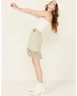 Double D Ranch Women's Dee Belted Fringe Leather Skirt -Modern Fashion Sales 2000340532 343 P1