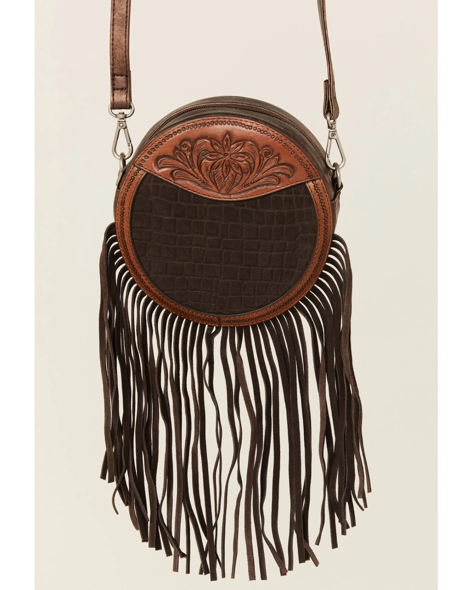 Shyanne Women's Amber Embossed Circle Crossbody Bag 1 Shyanne Women's Amber Embossed Circle Crossbody Bag