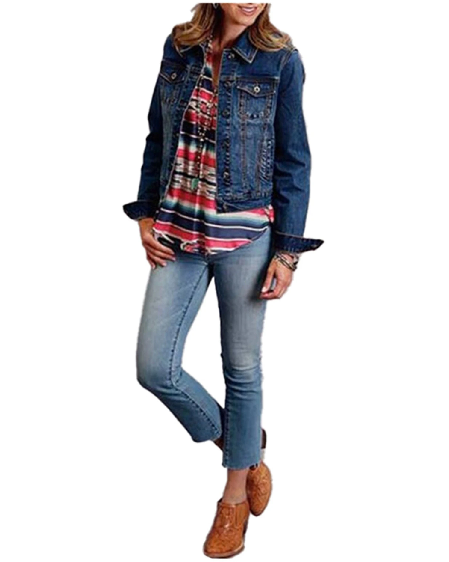 Stetson Women's Stretch Denim Welt Pocket Button-Front Jacket 1 Stetson Women's Stretch Denim Welt Pocket Button-Front Jacket