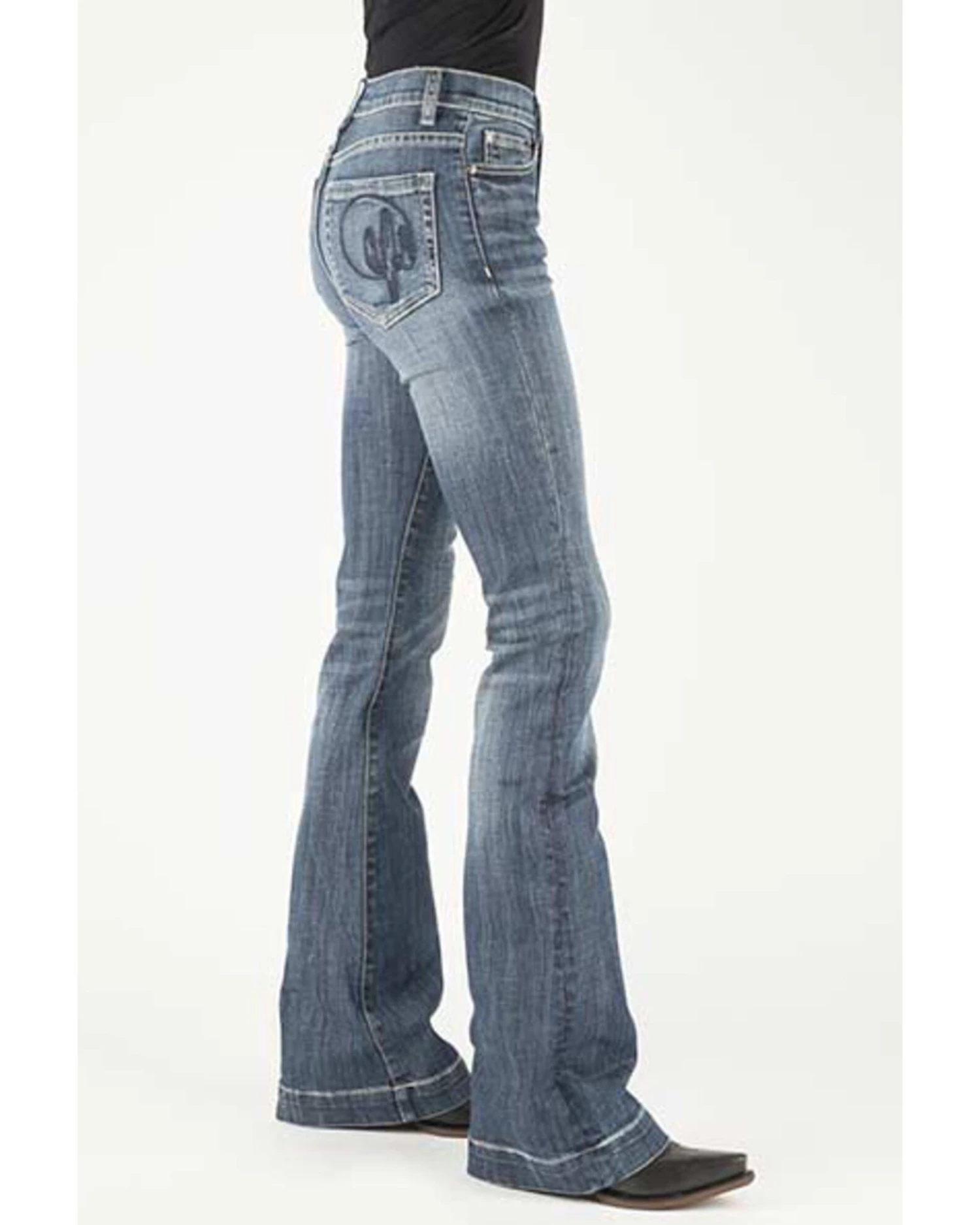 Stetson Women's Cactus Pocket Flare Jeans 2 Stetson Women's Cactus Pocket Flare Jeans - Image 2