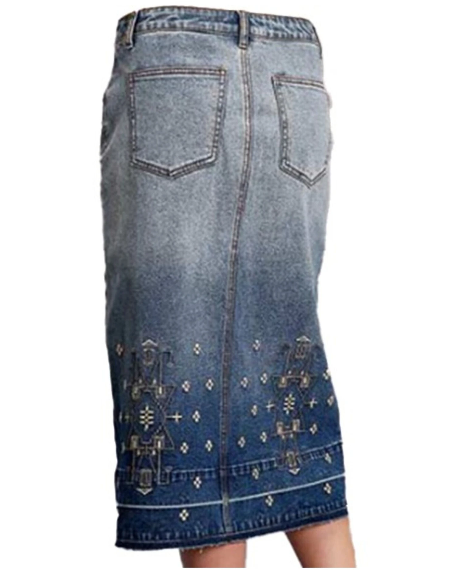 Stetson Women's Embroidered Long Denim Skirt 1 Stetson Women's Embroidered Long Denim Skirt