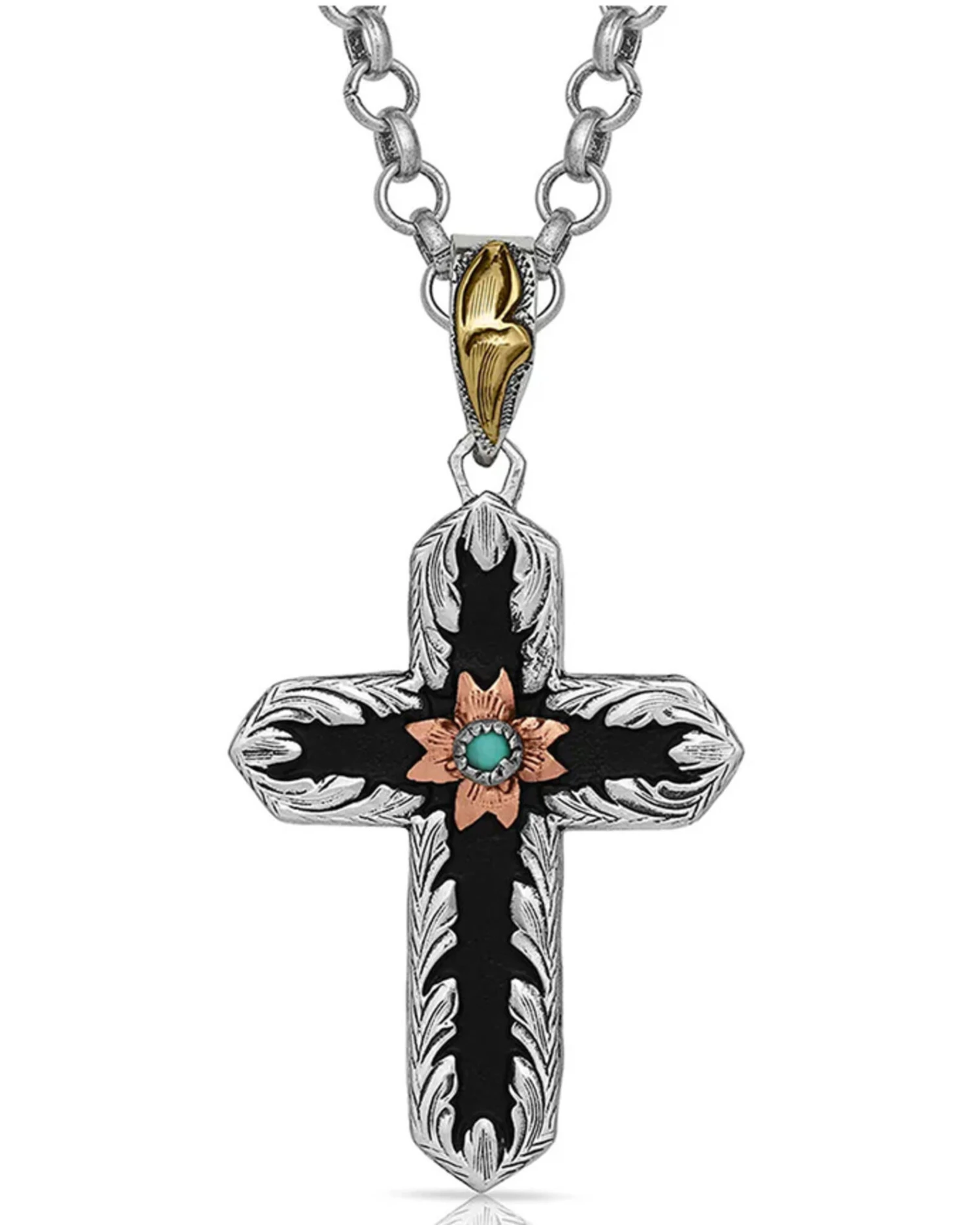 Montana Silversmiths Women's Antiqued Two-Tone Radiating Cross Necklace 2 Montana Silversmiths Women's Antiqued Two-Tone Radiating Cross Necklace - Image 2