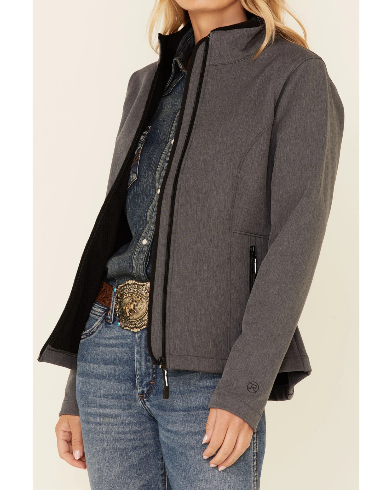 Roper Women's Heather Gray Fleece Zip-Front Softshell Jacket 4 Roper Women's Heather Gray Fleece Zip-Front Softshell Jacket - Image 4