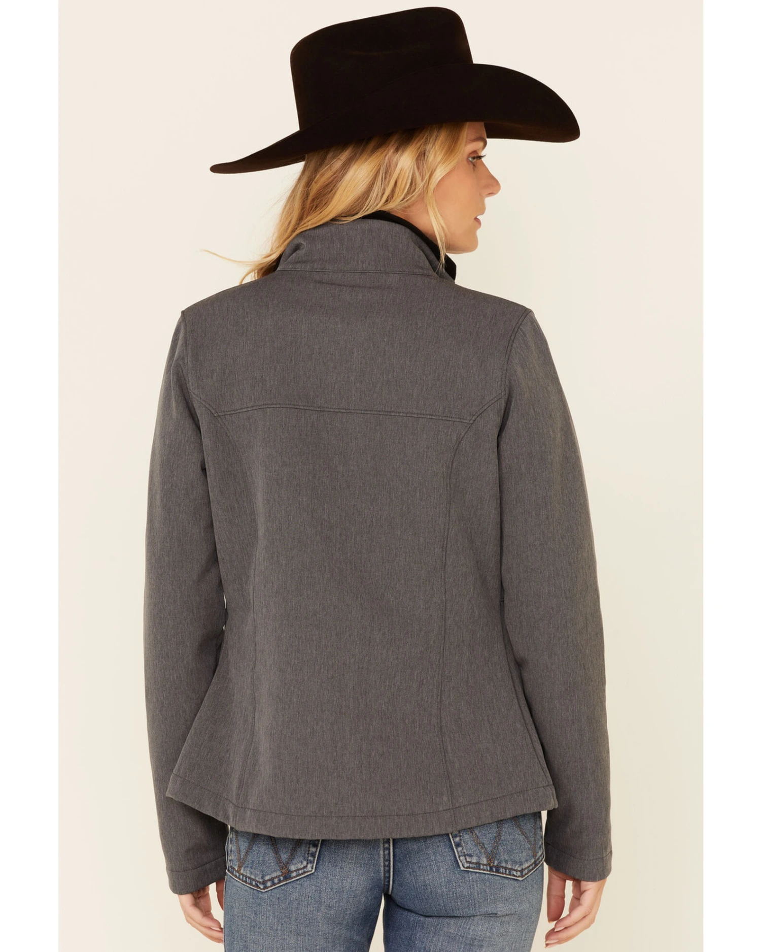 Roper Women's Heather Gray Fleece Zip-Front Softshell Jacket 1 Roper Women's Heather Gray Fleece Zip-Front Softshell Jacket