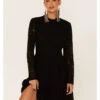 Molly Bracken Women's Black Lace Mock-Neck Lined Dress