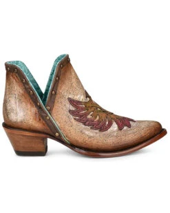 Corral Women's Tan Overlay & Studs Fashion Booties - Medium Toe