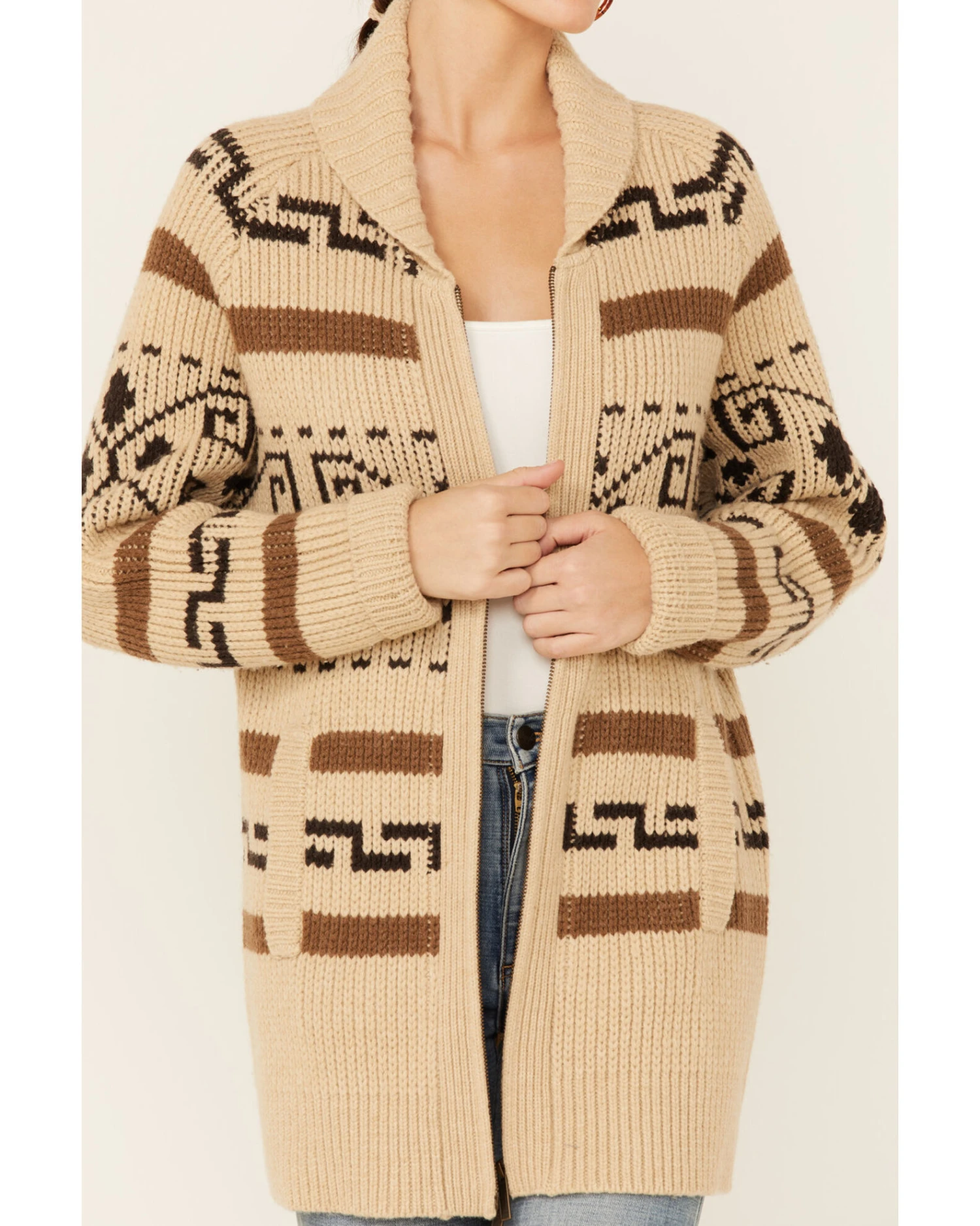 Pendleton Women's Tan Westerley Long Sleeve Cardigan 4 Pendleton Women's Tan Westerley Long Sleeve Cardigan - Image 4
